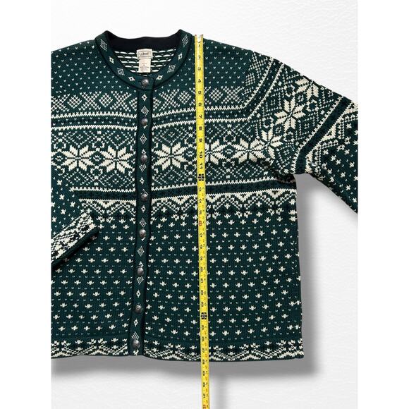 Vintage LL Bean Cotton Fair Isle Cardigan, Size 2X - Picture 9 of 11